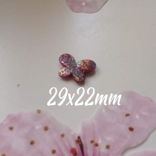 Perle papillon en acrylique 29x22 mm multicolore 