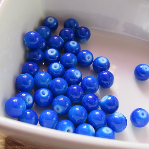 10 perles en verre de 8 mm de diamètre