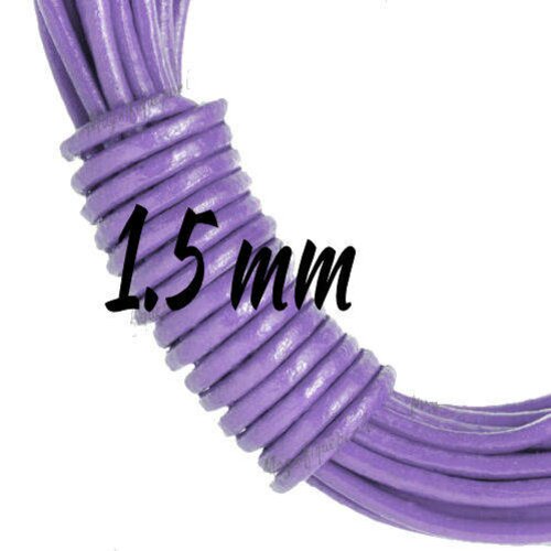 1 mètre de fil en cuir diamètre environ 1.5mm de couleur violette 