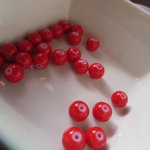 10 perles en verre de 8 mm de diamètre