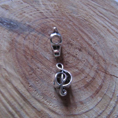 1 perle clé de sol en métal argenté charm bracelet ou collier