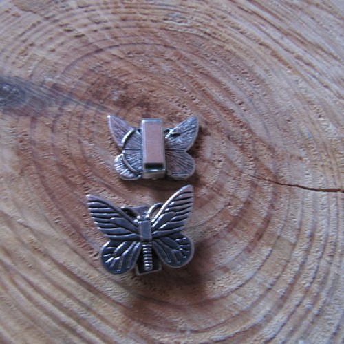 1 perle papillon en métal argenté charm bracelet ou collier