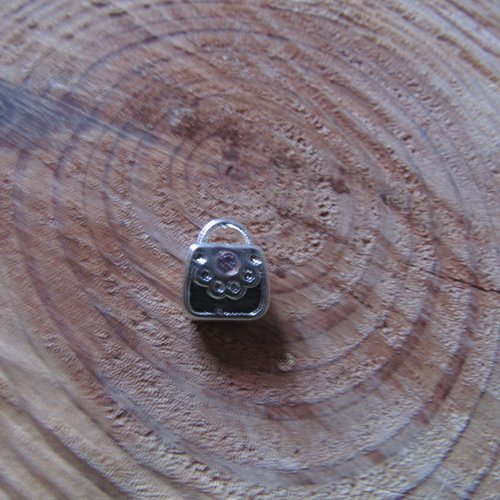 1 perle sac à main en métal argenté charm bracelet ou collier
