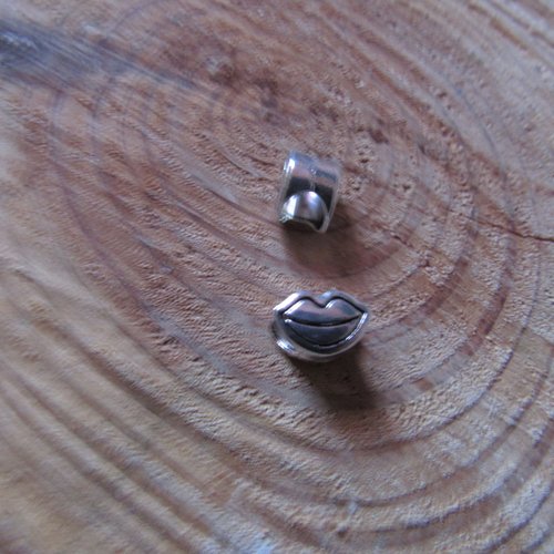 1 perle bouche en métal argenté charm bracelet ou collier