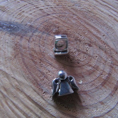 1 perle ange en métal argenté charm bracelet ou collier