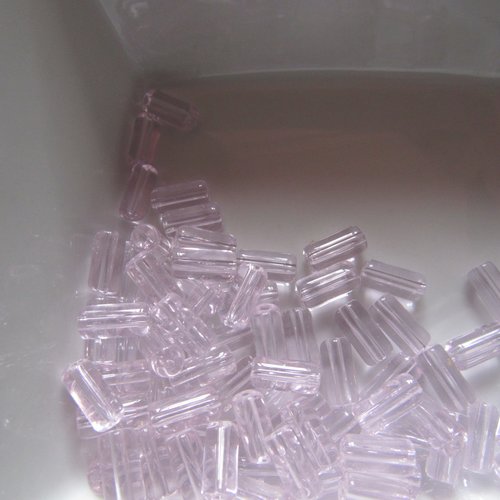 10 perles en verre tube de 10 x4 mm transparentes
