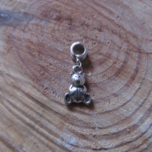 1 perle en métal argenté charm bracelet ou collier