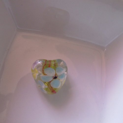 1 perle en verre coeur façon murano 20 mm