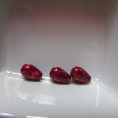7 perles gouttes à facettes imitation jade 10 x 8 mm