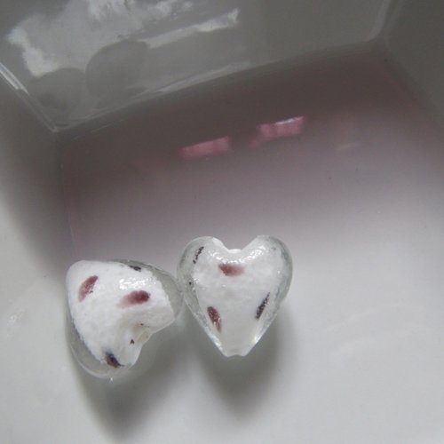 1 perle en verre coeur façon murano 25 x 20 mm