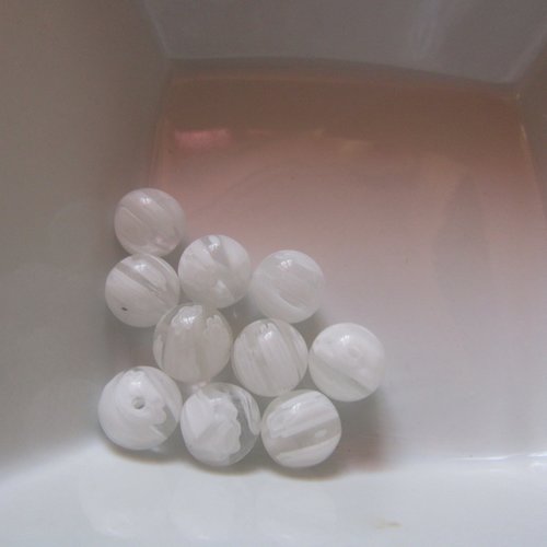 2 perles en verre peintes à la main de 10 mm de diamètre
