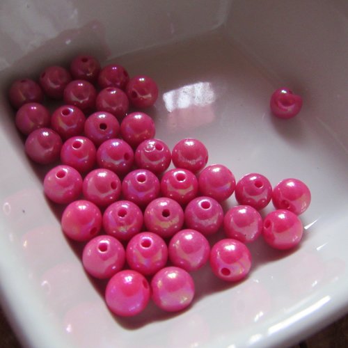 10 perles acryliques 8 mm nacrées