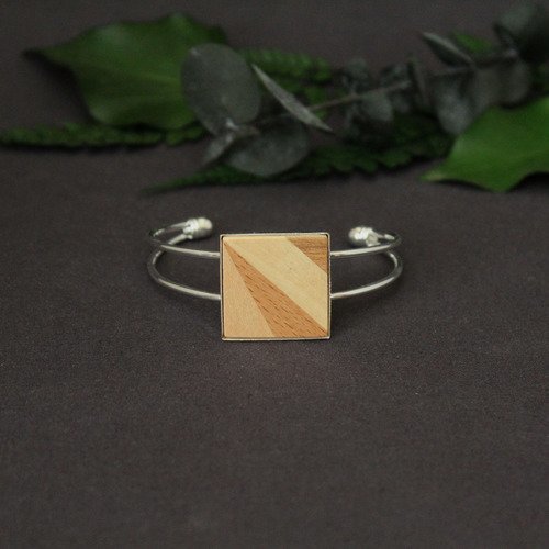 Bracelet manchette carré en bois