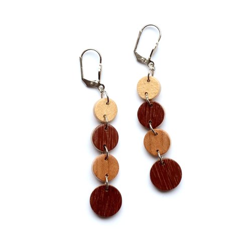 Boucles d'oreilles 4 ronds en bois