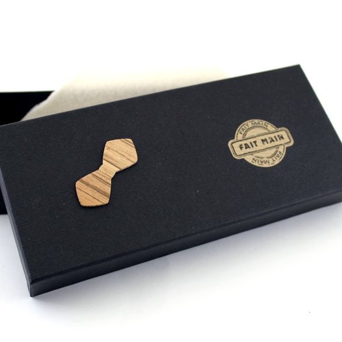 Boite cadeau en carton noir pour cravate en bois