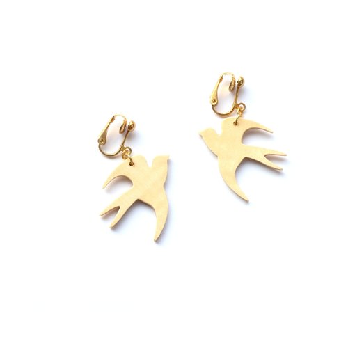 Clips d'oreilles en bois - hirondelle - oiseau