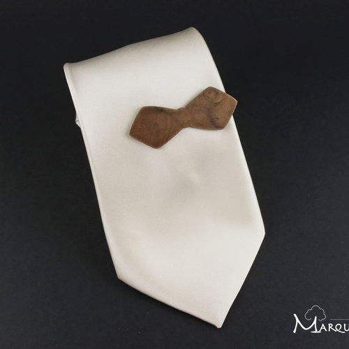 Pince cravate en bois, en forme de noeud papillon bois foncé