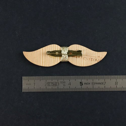 Lot De 3 Broches - Pin's Moustache Bois Et Fil Doré - Un Grand Marché