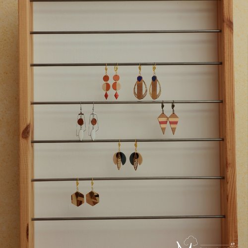 Présentoir boucles d'oreille bois - porte boucles d'oreille bois - porte bijoux