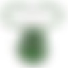 Collier créateur brodé vert et blanc ethnique chic, mandala zen
