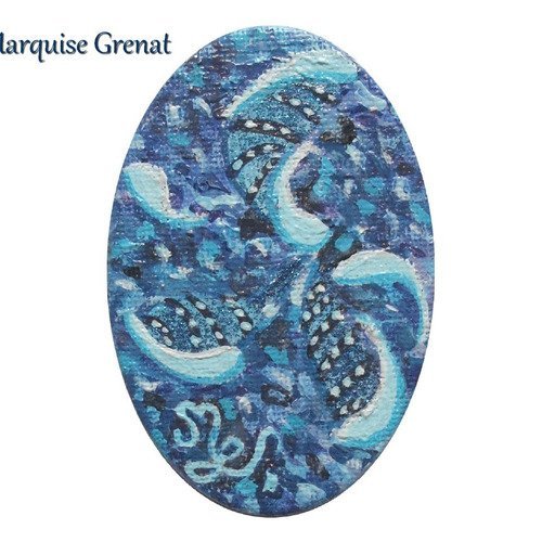 Magnet d'art abstrait en camaïeu de bleus sur toile peinte main