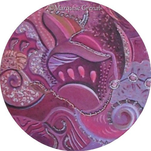 Magnet d'art abstrait violet rose fonds marins