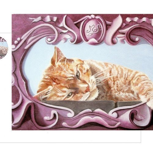 Carte d'art double portrait chat roux tigré