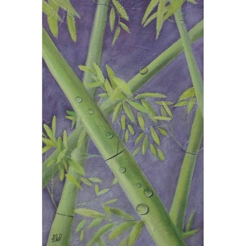 Bambous, peinture acrylique, violet métallisé vert