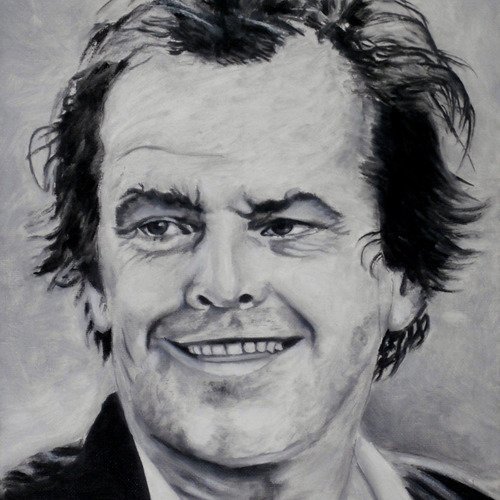 Portrait de jack nicholson noir et blanc peinture à l'huile