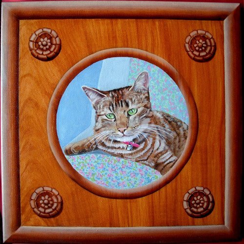 Portrait de chat tigré peinture à l'huile