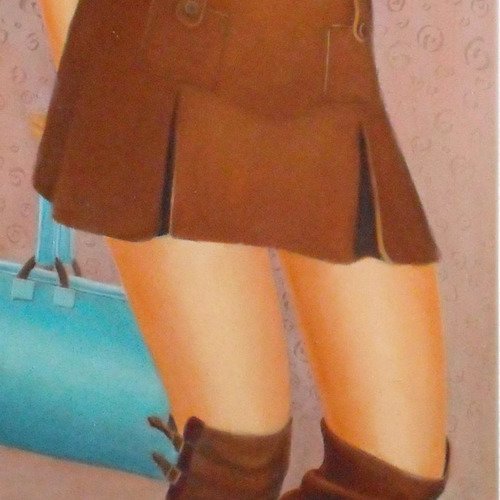Mini jupe, peinture à l'huile portrait féminin corps sans la tête