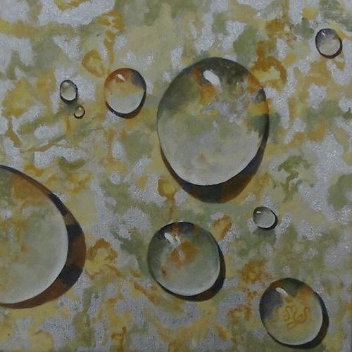 Perles d'eau, peinture acrylique moderne