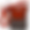 Pochette zippée téléphone à rabat et bandoulière liège orange tweed pied de poule multicolore