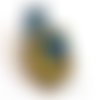 Broche brodée éclipse jaune bleue bronze céramique