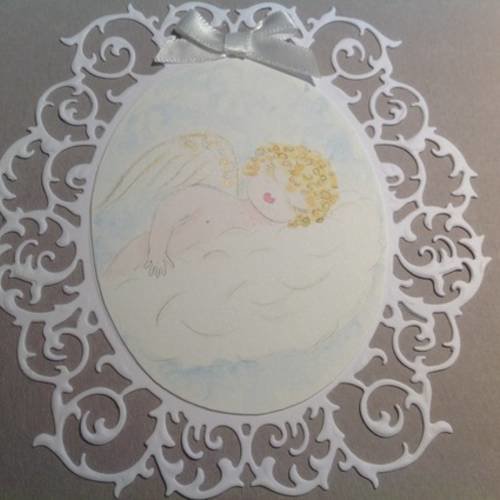 Carte double naissance ou baptême avec aquarelle d'ange 