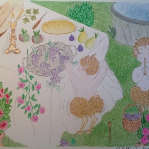 Le petit chapardeur de raisin, aquarelle originale signée 