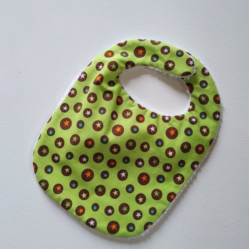 Bavoir vert en coton - verso éponge blanche