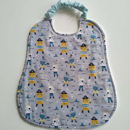 Bavoir coton oursons et lapins pirates