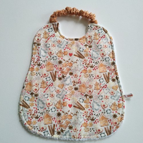 Bavoir coton blanc desserts d'hiver