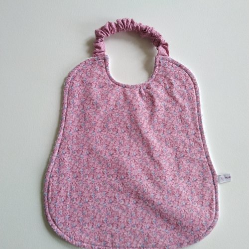 Bavoir coton rose à fleurs