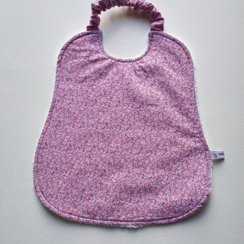 Bavoir coton rose à fleurs