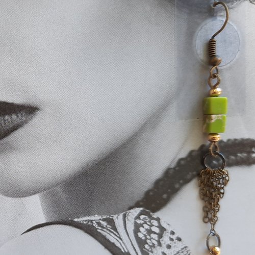 Boucles d'oreilles antiques - jaspe vert - collection athena