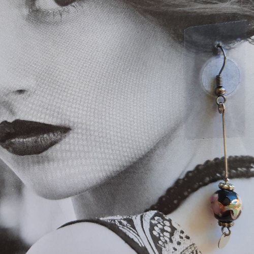 Boucles d'oreilles romantiques - perle chinoise multicolore