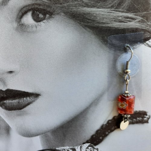 Boucles d'oreilles romantiques - perle verre millefiori multicolore