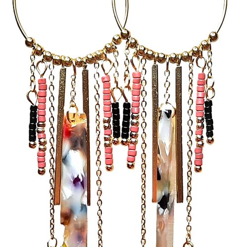Boucles d'oreilles créoles avec pampilles