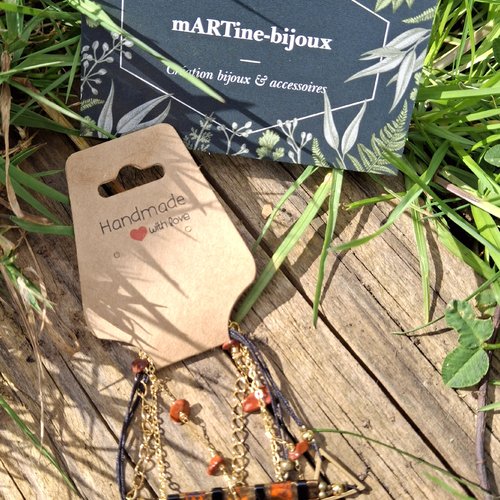 Trio bracelets tendances dorés et marron
