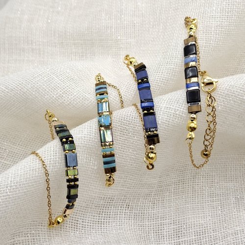 Bracelet femme miyuki tila version chic dans les nuances bleues