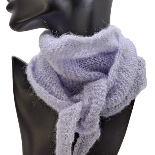 Foulard sophie tricoté main couleur lilas, écharpe montmartre