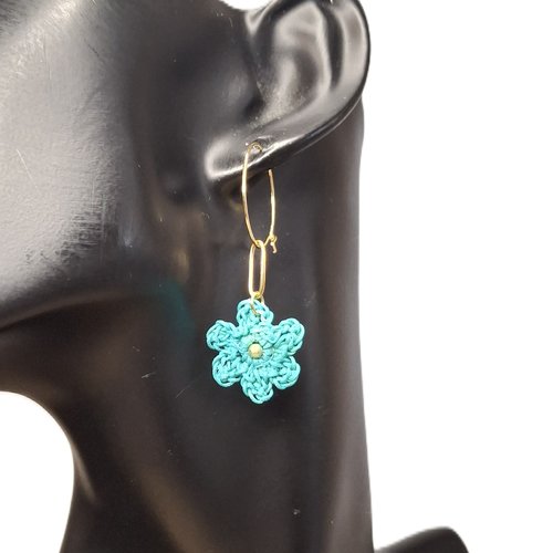 Boucles d'oreilles modulables – fleurs au crochet & acier inoxydable