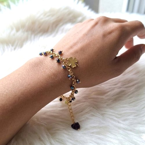 Bracelet porte-bonheur "trèfle & améthyste"